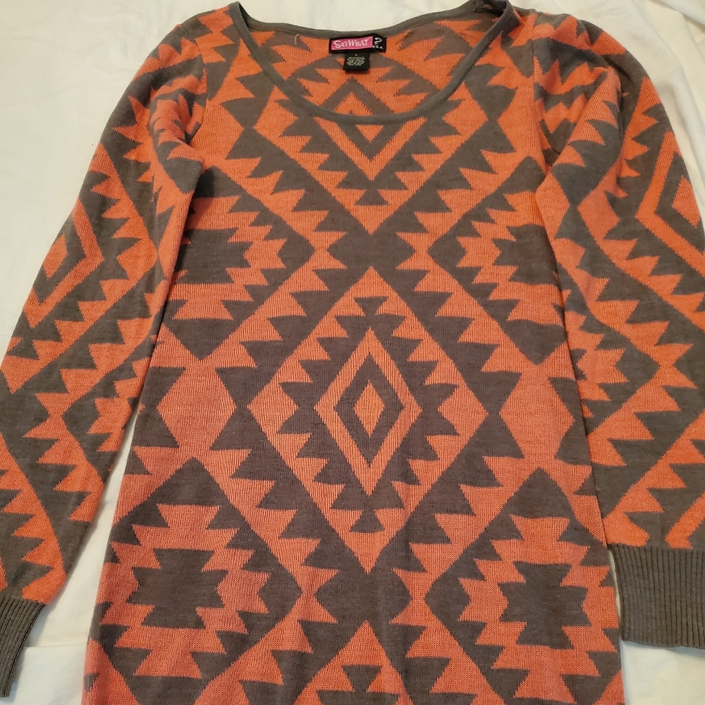 Pink and Gray Sweater Dress